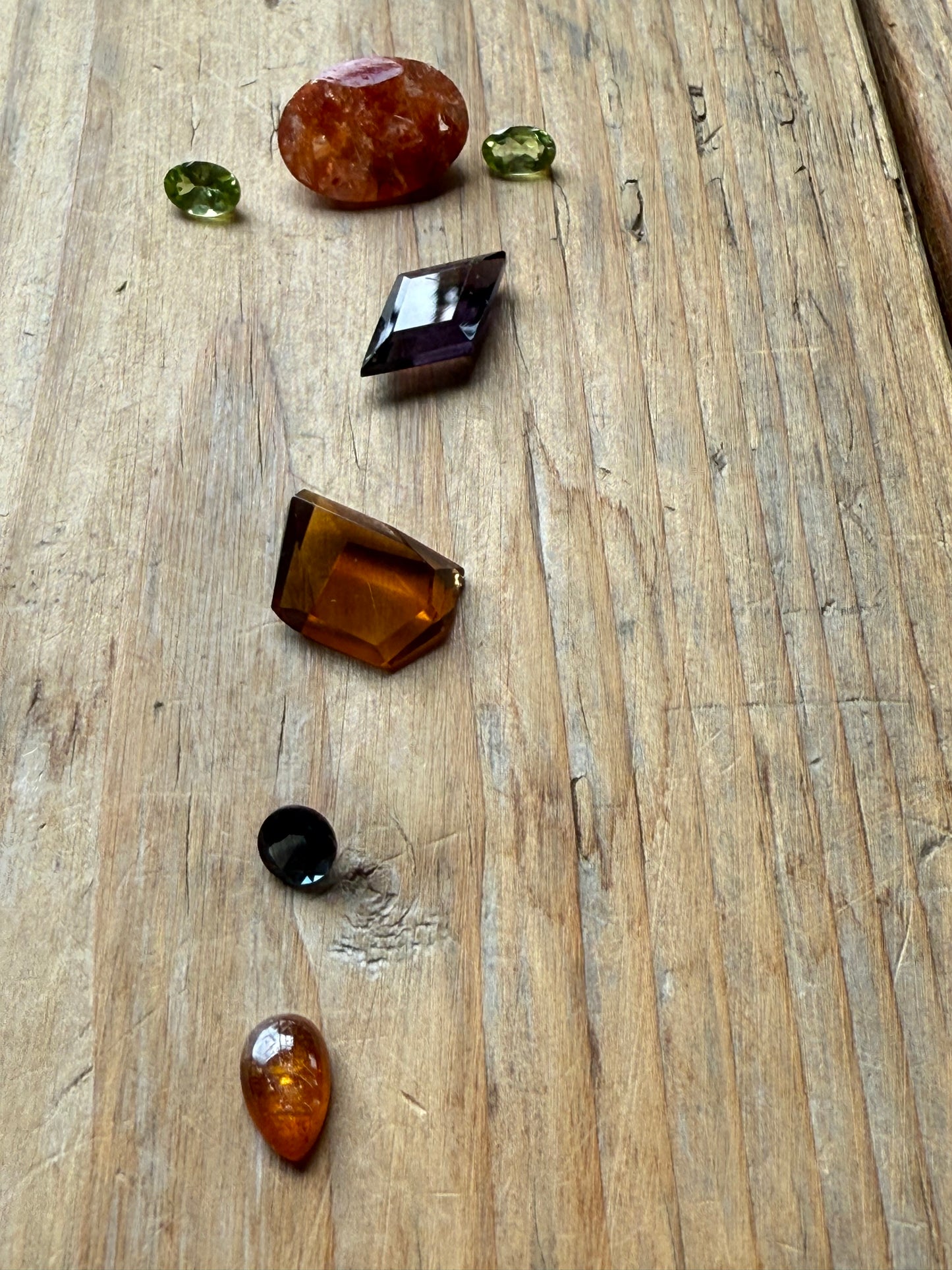 Gemstone Collection 550: Red Inclusion Quartz, Fancy Citrine, Rainbow Tourmaline, Blue Topaz, Peridot - 15 CT
