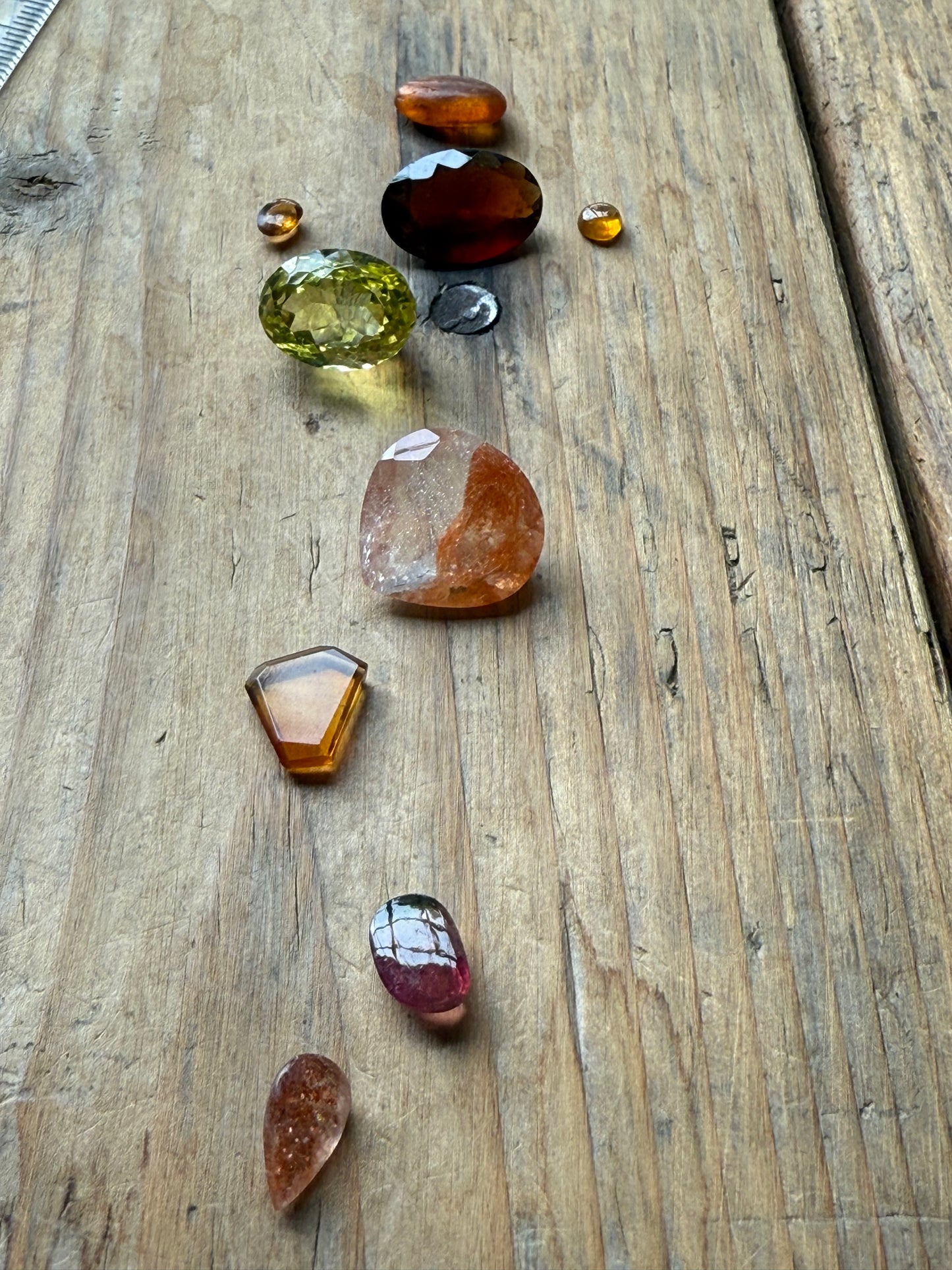 Gemstone Collection 566: Red Inclusion Quartz, Lemon Quartz, Hessonite, Fancy Citrine, Sunstone, Rainbow Tourmaline - 32 CT