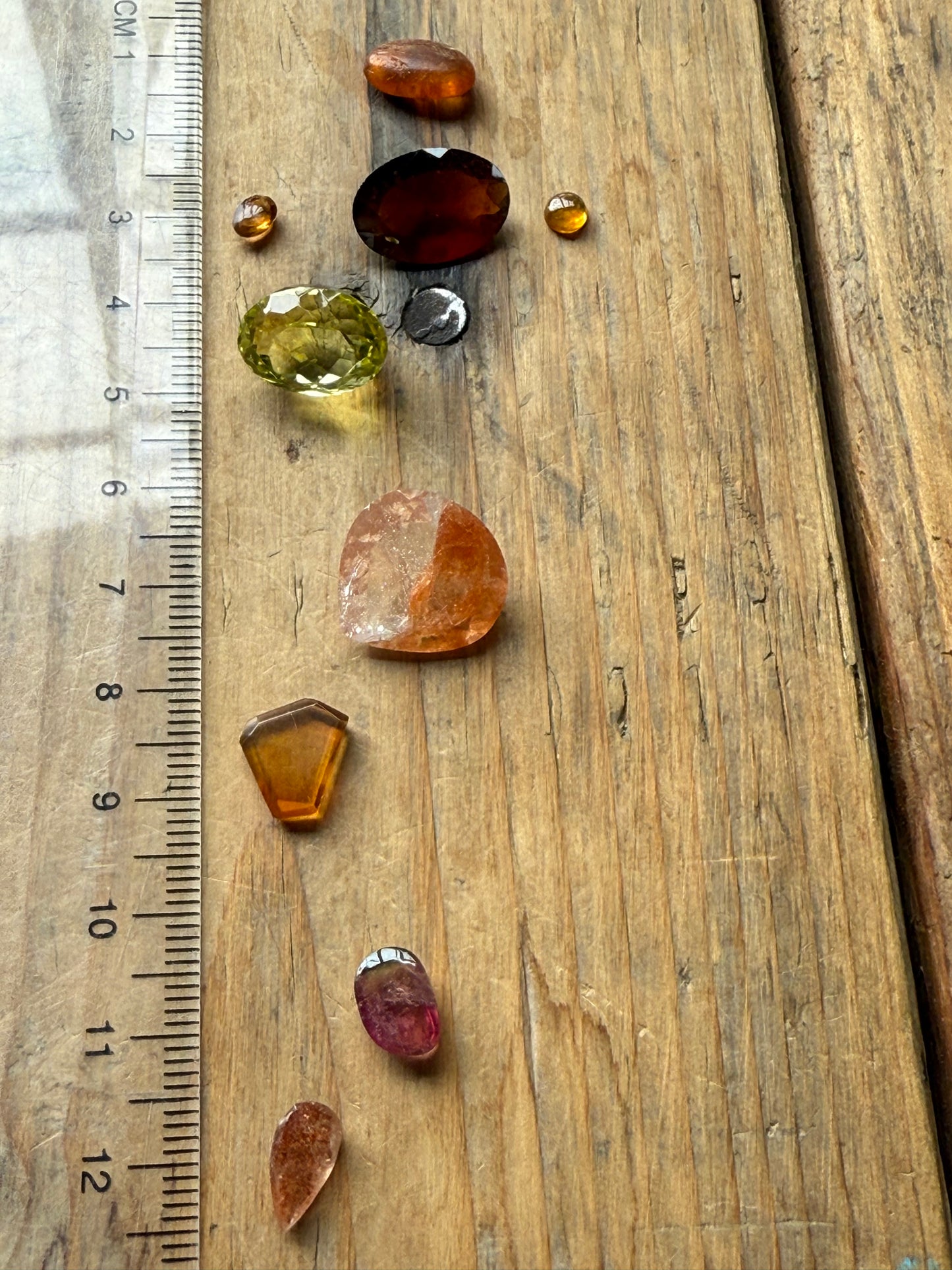 Gemstone Collection 566: Red Inclusion Quartz, Lemon Quartz, Hessonite, Fancy Citrine, Sunstone, Rainbow Tourmaline - 32 CT