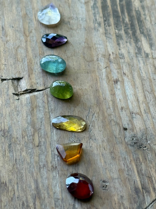 Gemstone Collection 590: Green Kyanite, Moonstone, Kyanite, Citrine Faceted, Hessonite, Rainbow Tourmaline - 24 CT