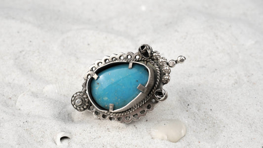 RING 65: STERLING SILVER WITH TURQUOISE