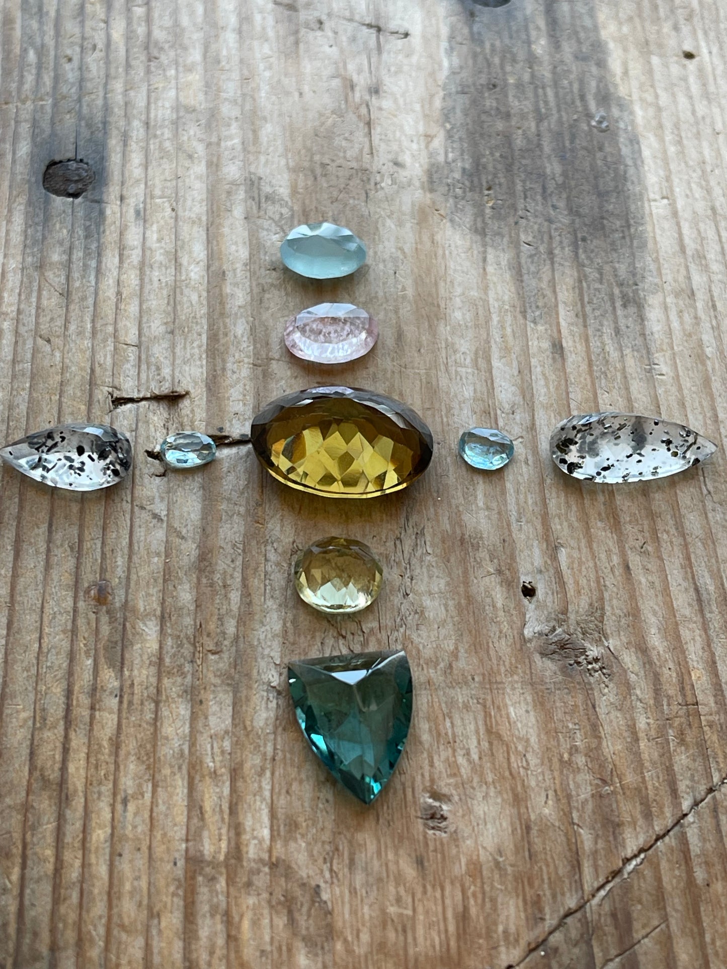 Gemstone Collection 75: Fluorite, Lemon Quartz, Aquamarine, Rose Quartz, Milky Aquamarine, Speckled Agate, Champagne Quartz - 52CT