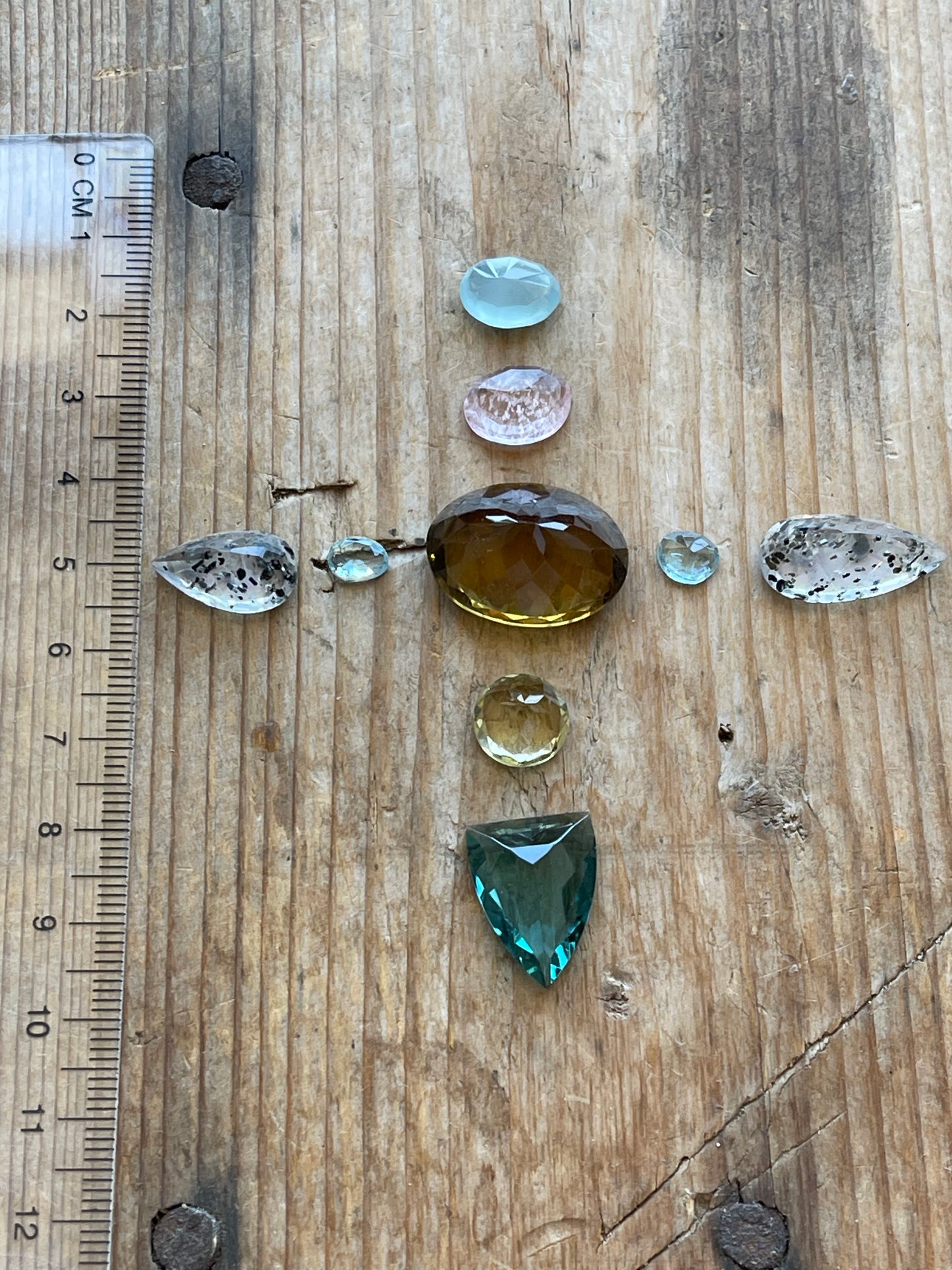 Gemstone Collection 75: Fluorite, Lemon Quartz, Aquamarine, Rose Quartz, Milky Aquamarine, Speckled Agate, Champagne Quartz - 52CT