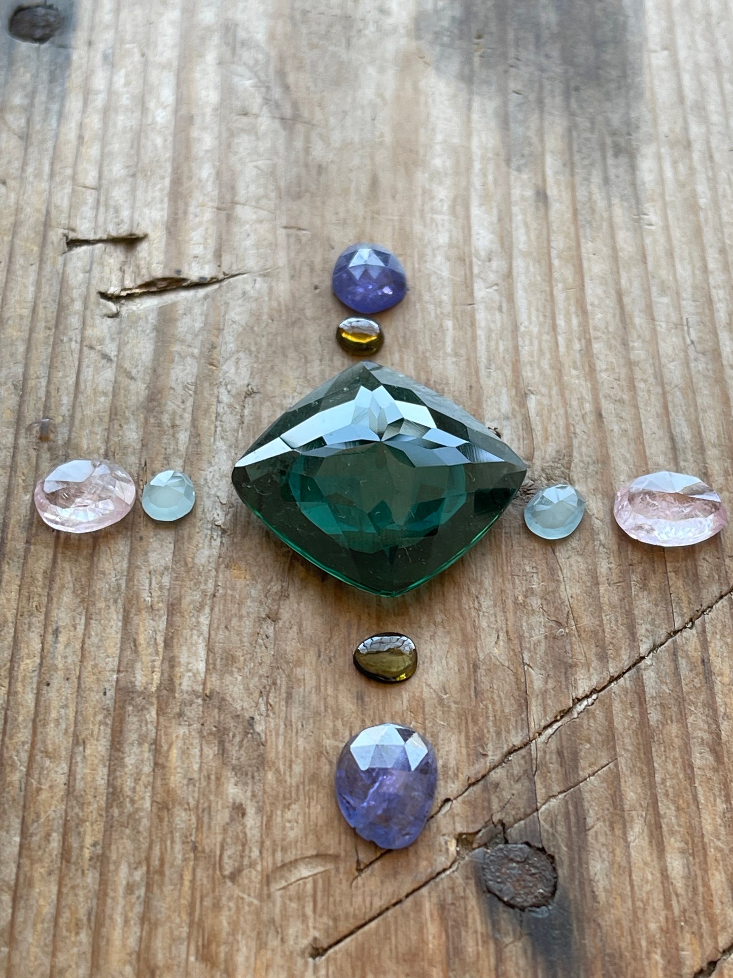 Gemstone Collection 78: Fluorite, Rose Quartz, Hydro Quartz, Rainbow Tourmaline, Aquamarine - 52CT