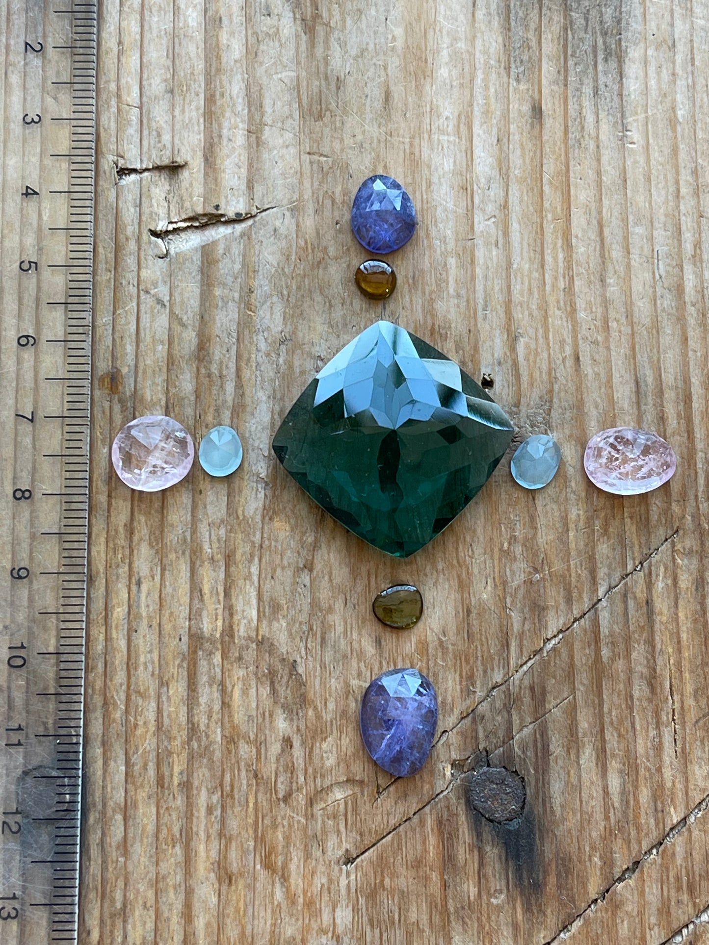 Gemstone Collection 78: Fluorite, Rose Quartz, Hydro Quartz, Rainbow Tourmaline, Aquamarine - 52CT