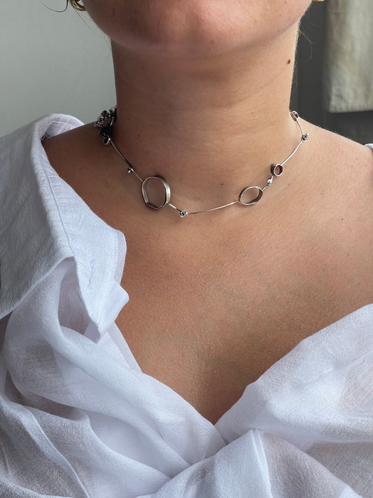 NECKLACE 07: STERLING SILVER CHOKER WITH WOUND SILVER