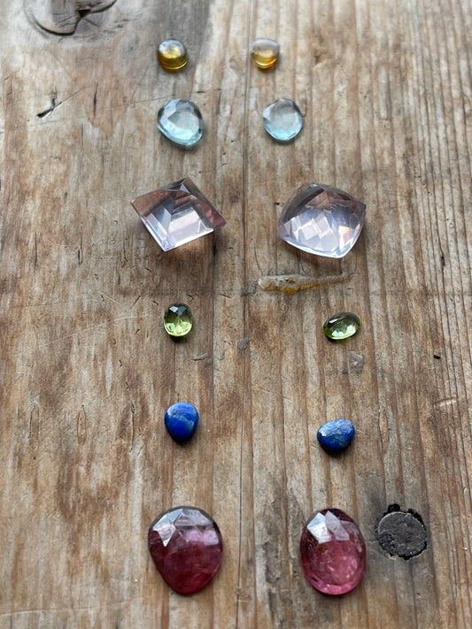 Gemstone Collection 93: Aquamarine, Rose Quartz, Lapis Lazuli, Rainbow Tourmaline, Peridot - 26CT