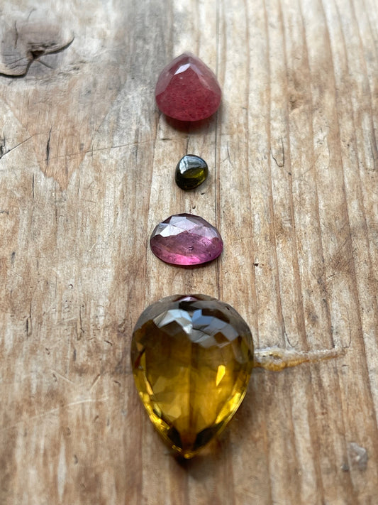 Gemstone Collection 95: Cherry Quartz, Honey Quartz, Rainbow Tourmaline - 26CT