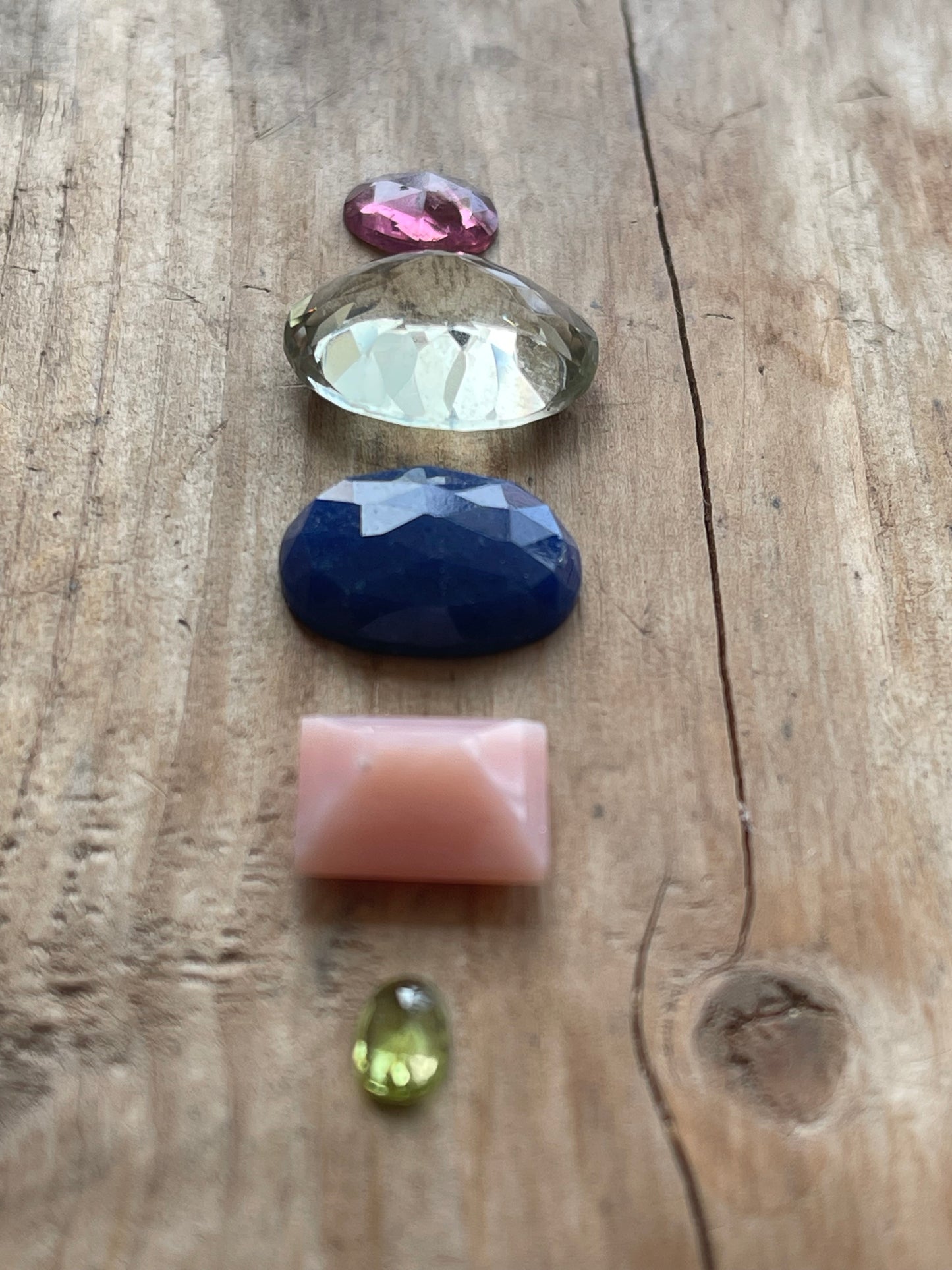 Gemstone Collection 25: Green Amethyst, Pink Opal, Peridot, Rainbow Tourmaline, Lapis Lazuli - 24CT