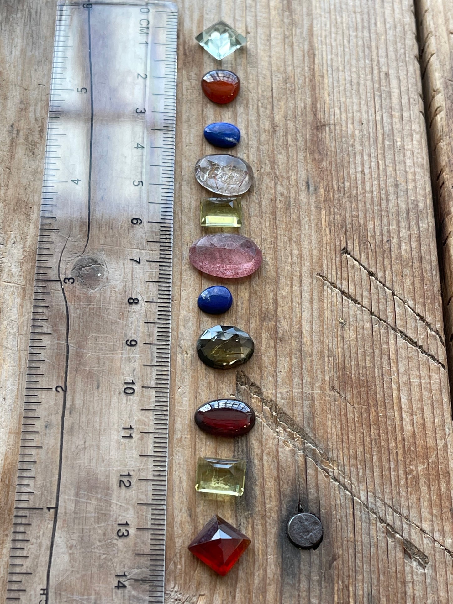 Gemstone Collection 344: Rainbow Tourmaline, hessonite, Lemon Quartz, Lapis Lazuli, green amethyst -33ct