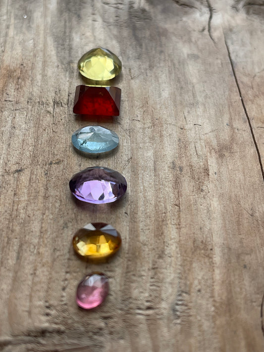 Gemstone Collection 54: Lemon Quartz, Amethyst, Rainbow Tourmaline, Hessonite, Aquamarine, Citrine - 15CT
