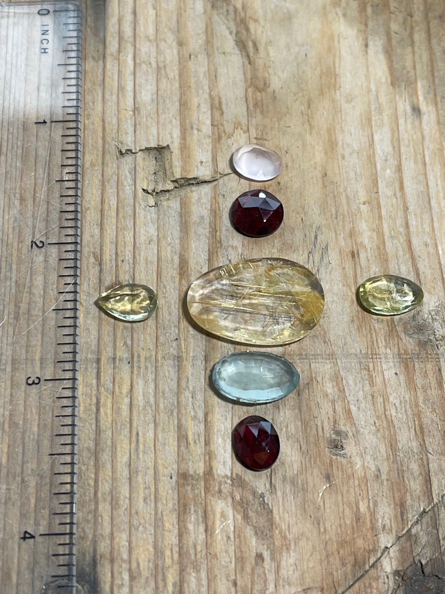 Gemstone Collection 531 - Yellow Rutilated Quartz, Aquamarine, Lemon Quartz, Rose Quartz, Rhodolite Garnet   26CT