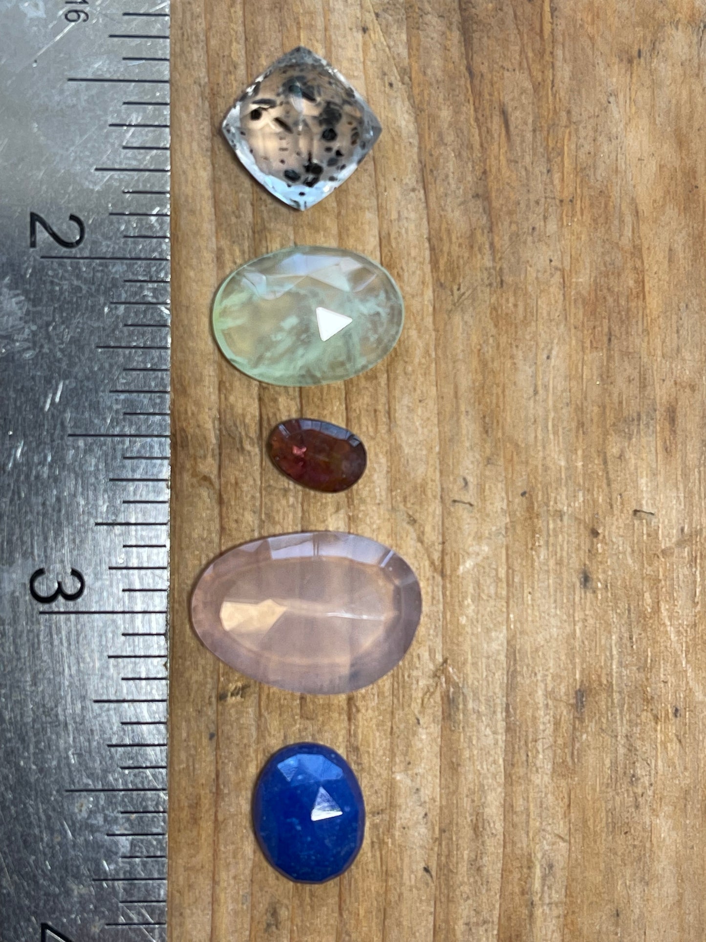 Gemstone Collection 607: Rose Quartz, Rainbow Tourmaline, Lapis Lazuli, Clear Speckled Agate, Celadon - 16CT (G607)