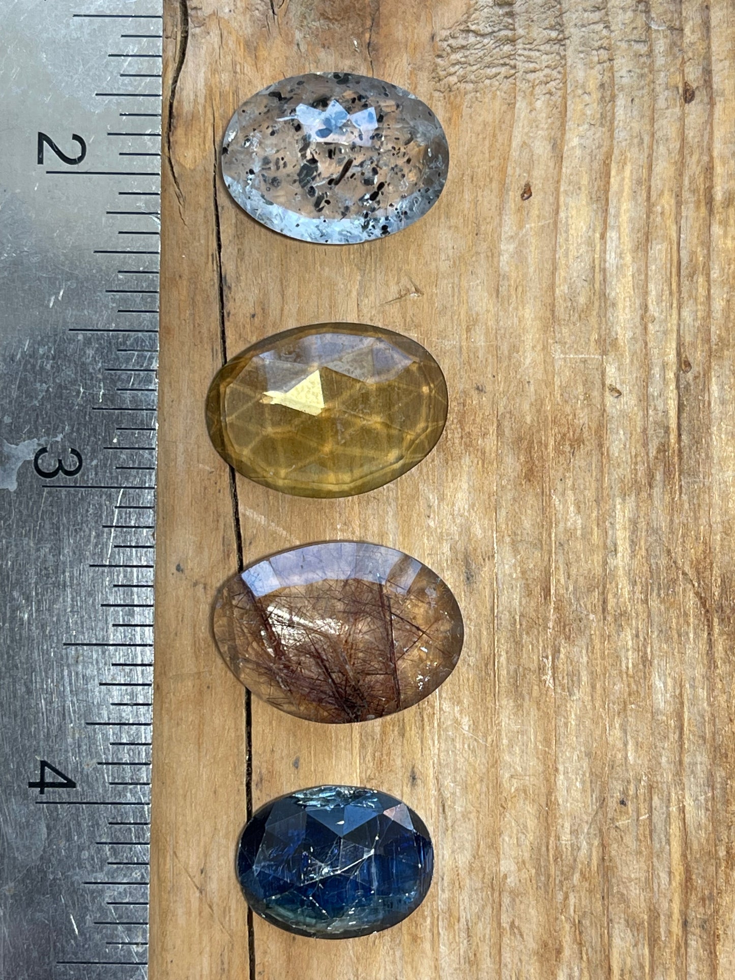 Gemstone Collection 610: Lemon Quartz, Kyanite, Red Rutilated Quartz, Clear Speckled Agate - 37CT (G610)