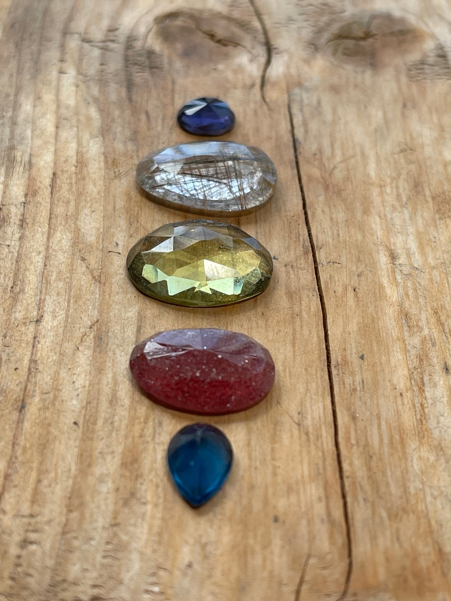 Gemstone Collection 624: LEMON QUARTZ, RUTILATED QUARTZ, IOLITE, FLUORITE, CHERRY QUARTZ -25CT