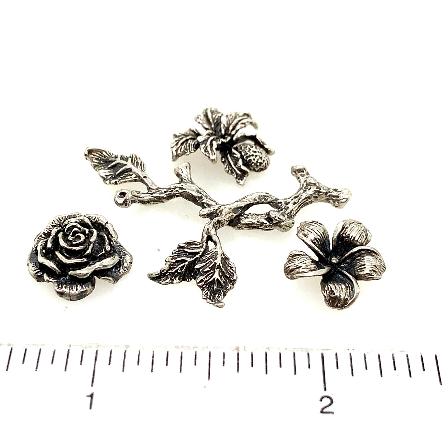 Components 323 - Handmade Sterling Silver Turkish Flowers