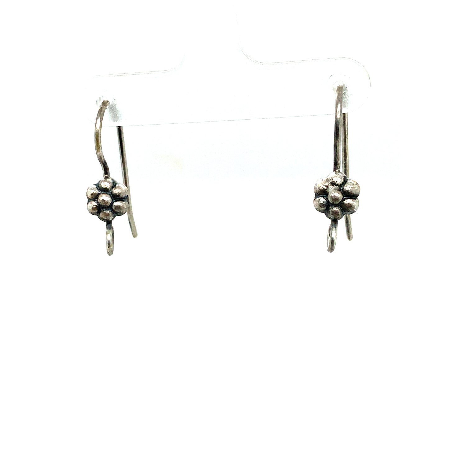 Components 332 - Handmade Sterling Silver Earring Wires w/ Flowers